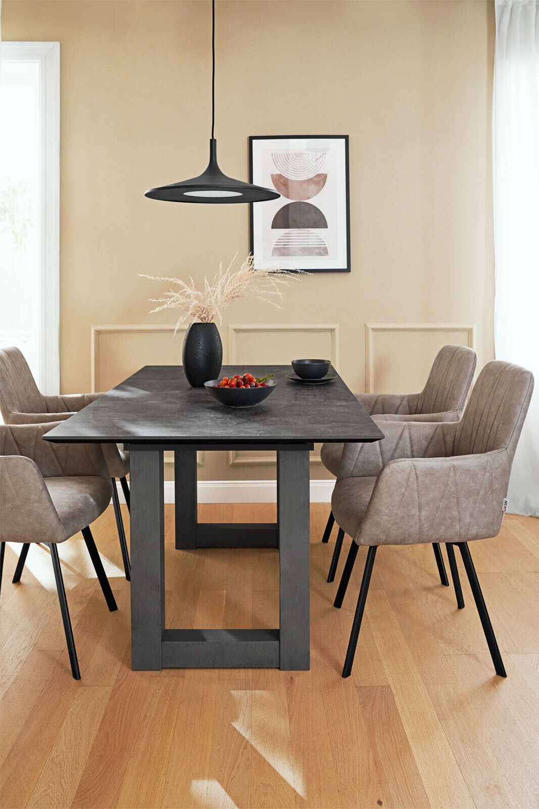 self Esstisch KASIMIR U 160-210 x 90 cm NB graphit