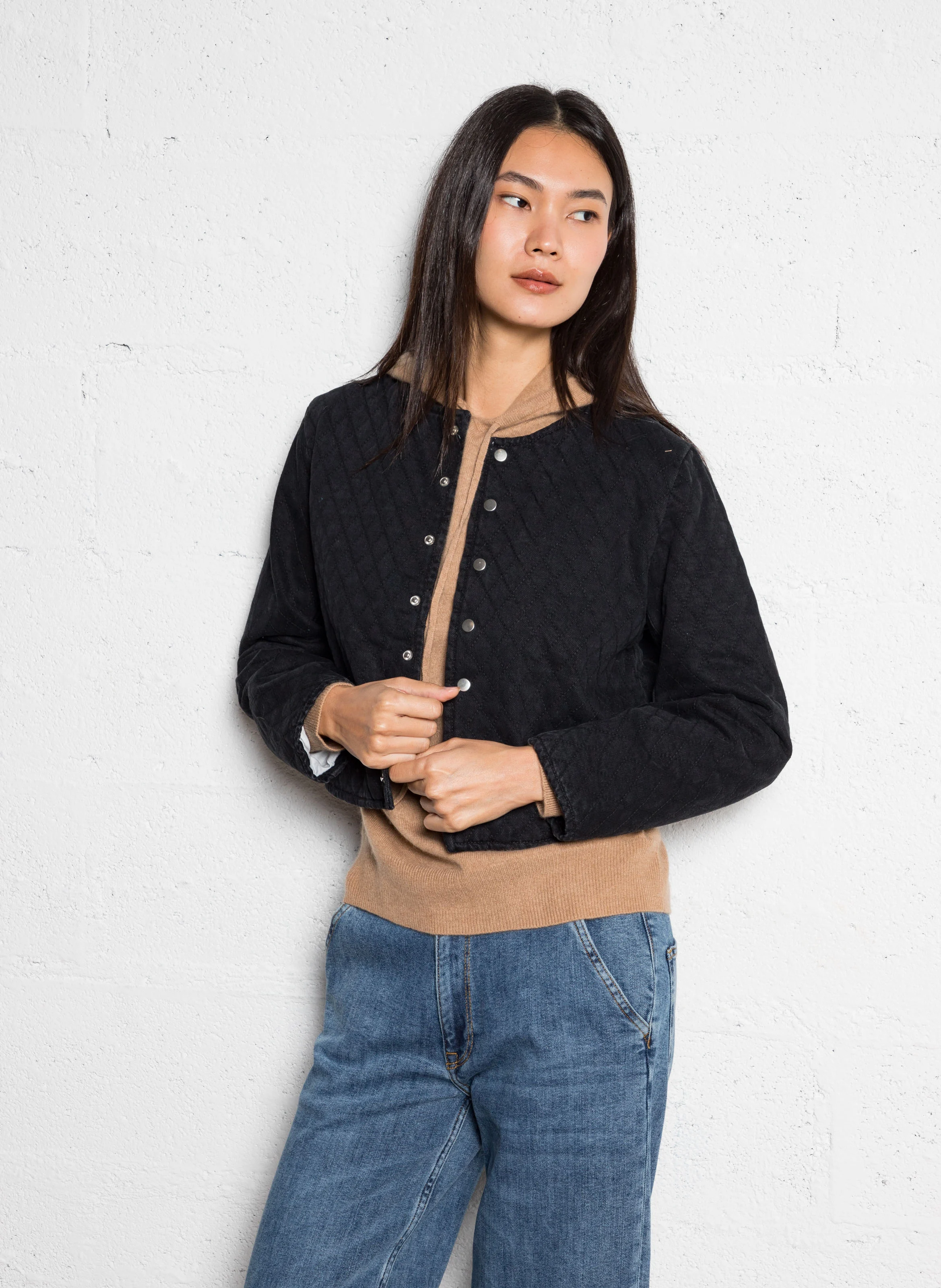 JUNON - Veste matelassée en denim | Noir