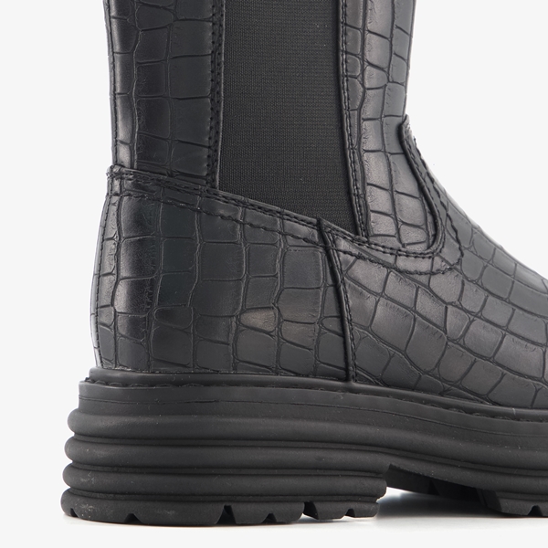Blue Box meisjes chelsea boots croco print zwart
