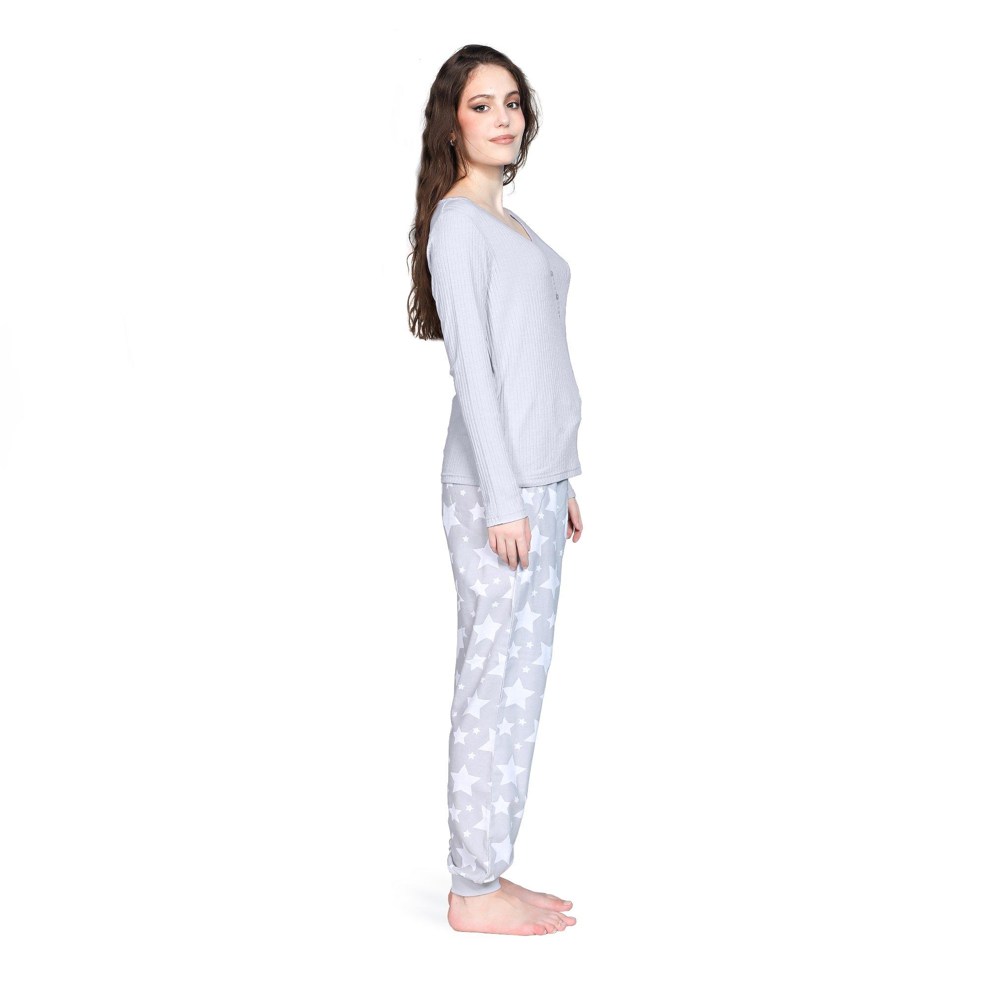 Linea Ladies Rib Flannel Pyjama Set