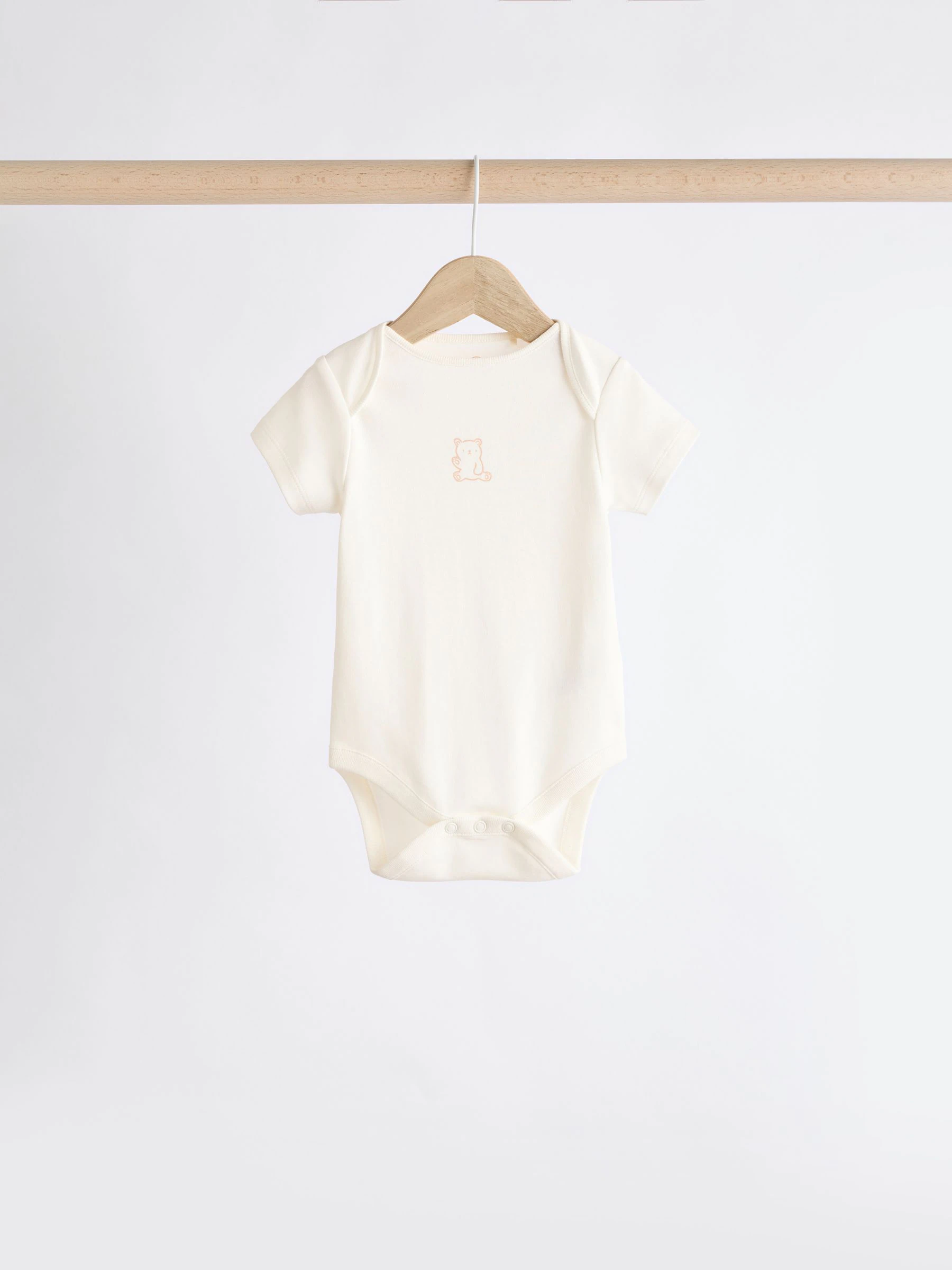 Neutraal - Babyrompers met korte mouwen en berenprint 5 stuks