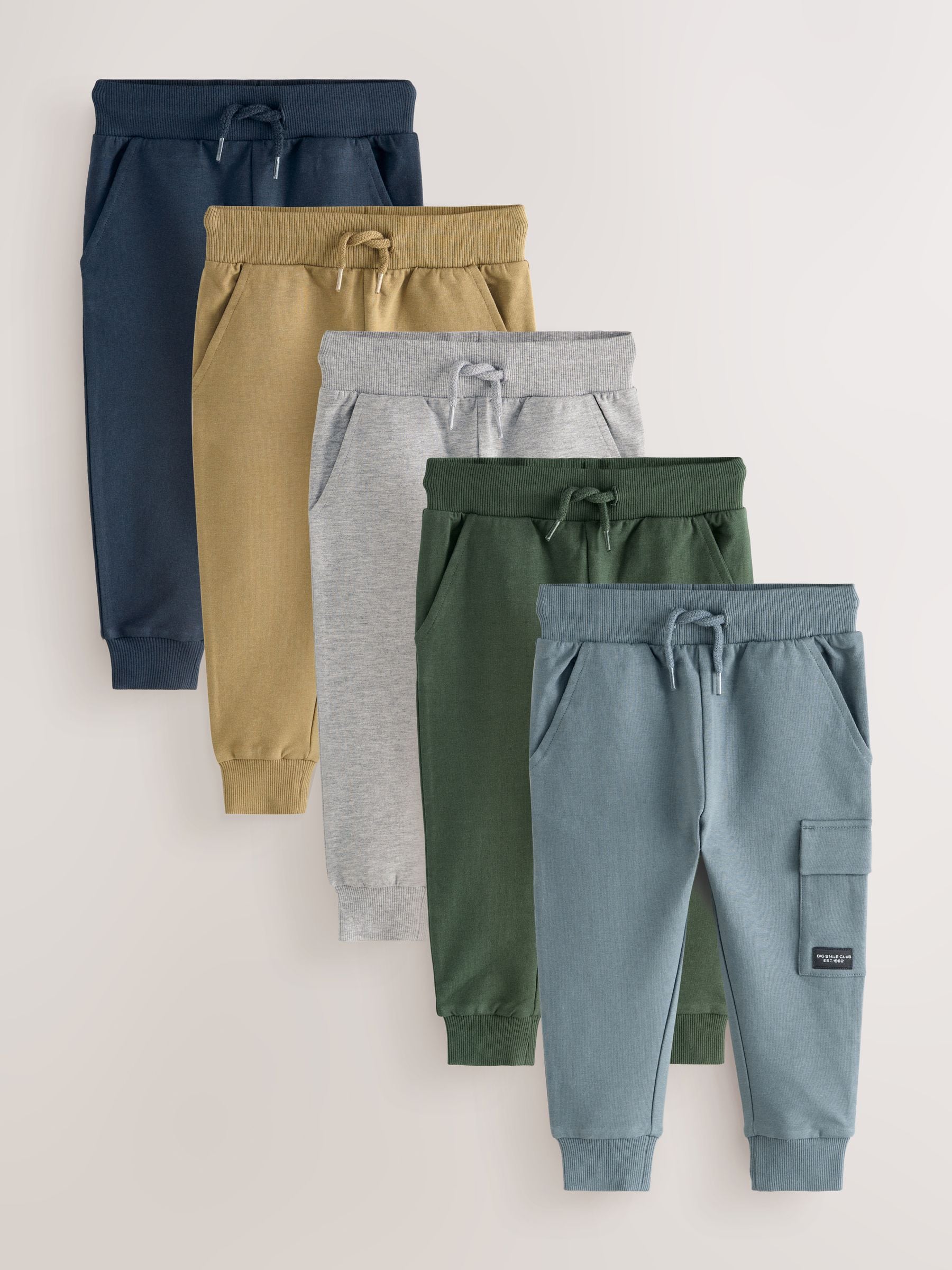Zwart/grijs gemêleerd/lichtbruin - Verpakking van 5 joggingbroeken (3mnd-7jr)