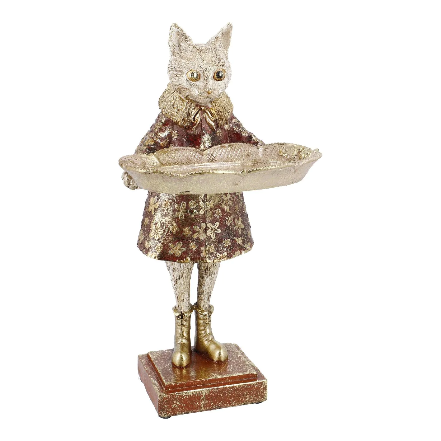Tier mit Tablett, Katze, 29 cm