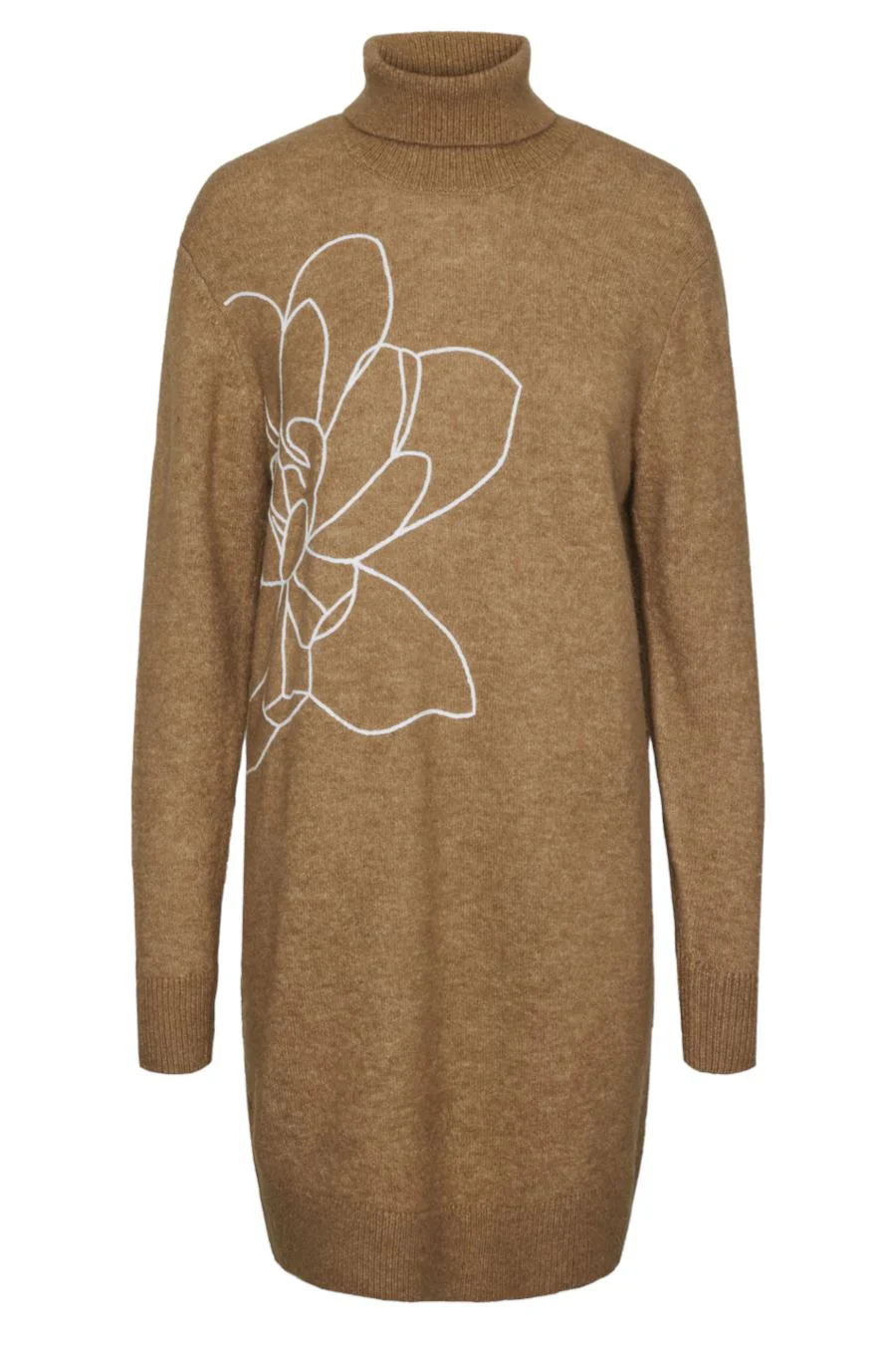 Y.A.S Yasjuva Roll Neck Knit Dress  tigers eye birch stitch