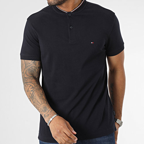 Polo Manches Courtes Mao Collar With Rwb 2401 Bleu Marine