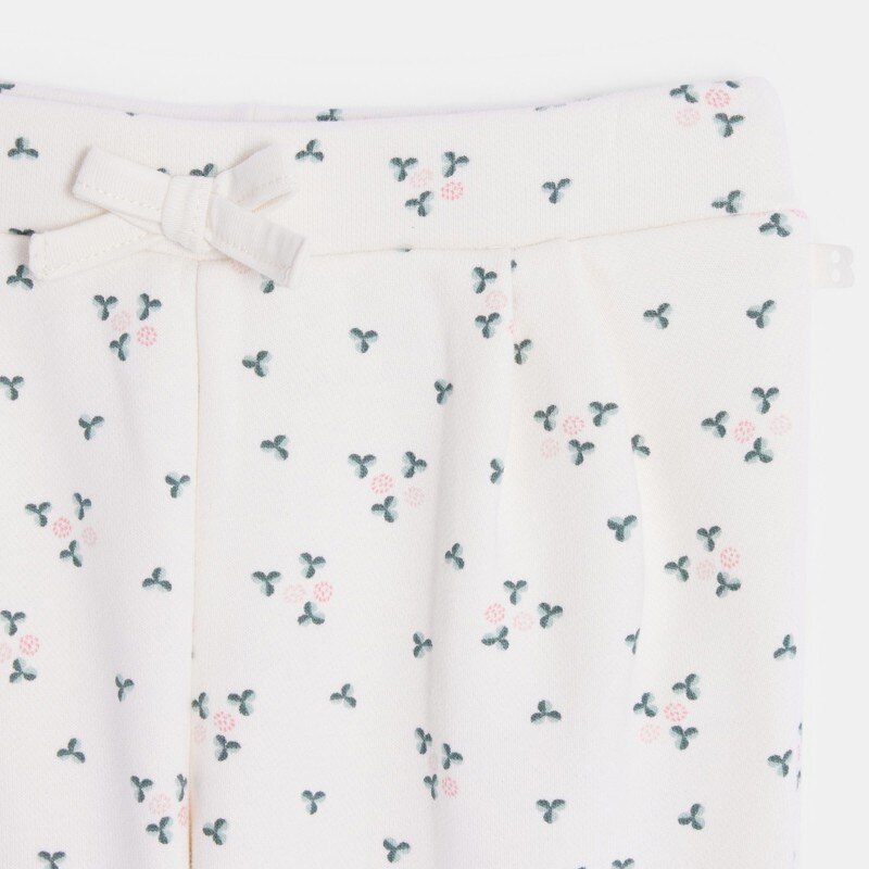 Pantalon molleton fleuri blanc bébé fille Blanc