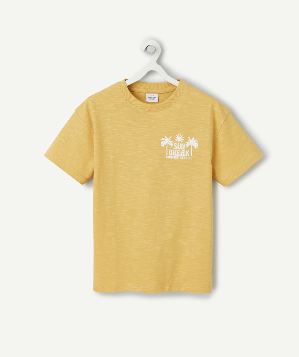 t-shirt manches courtes garçon en coton bio jaune thème soleil