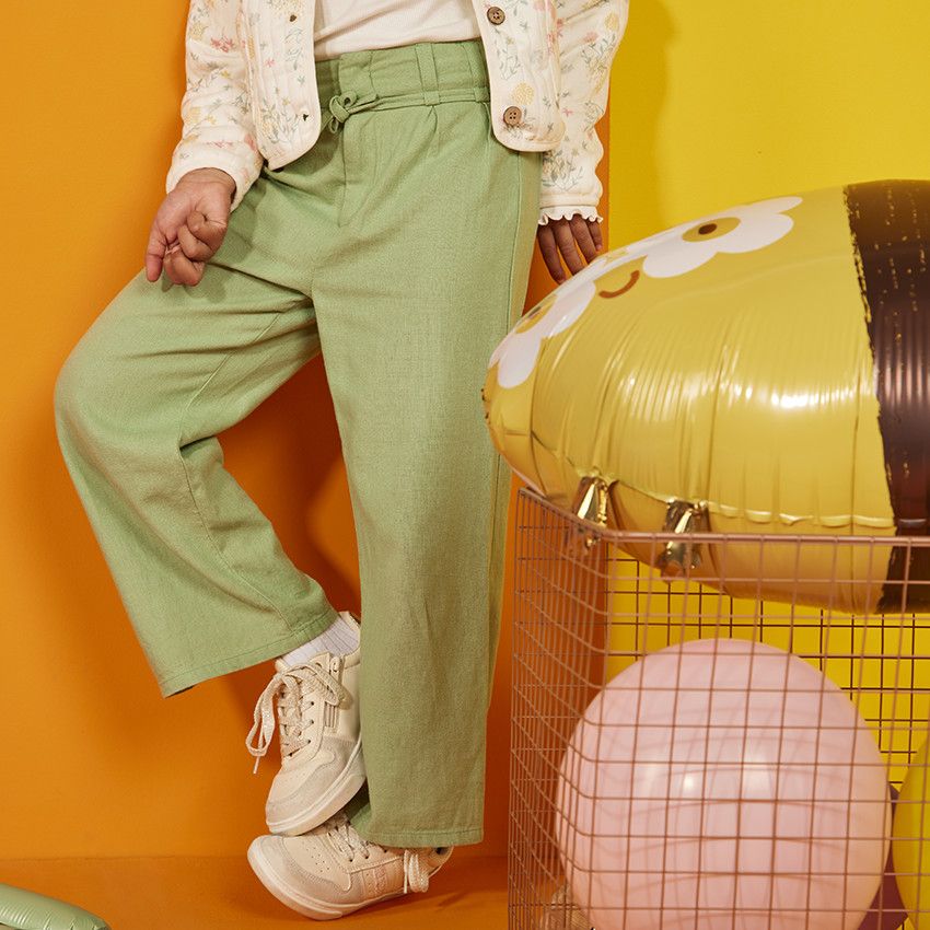 Pantalon large en toile unie pour fille - Vert