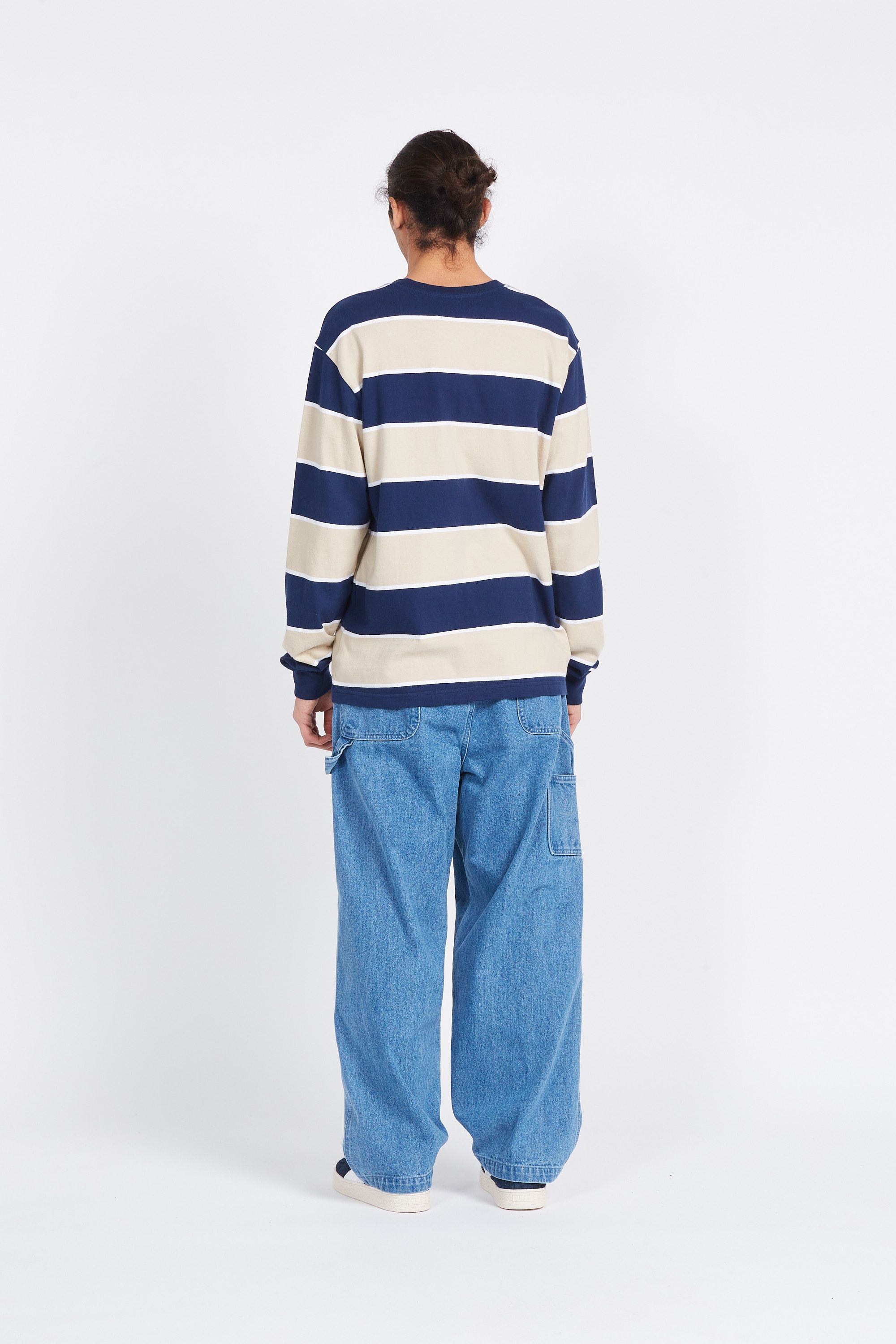 OBEY T-shirt BRYON STRIPE LS Bleu