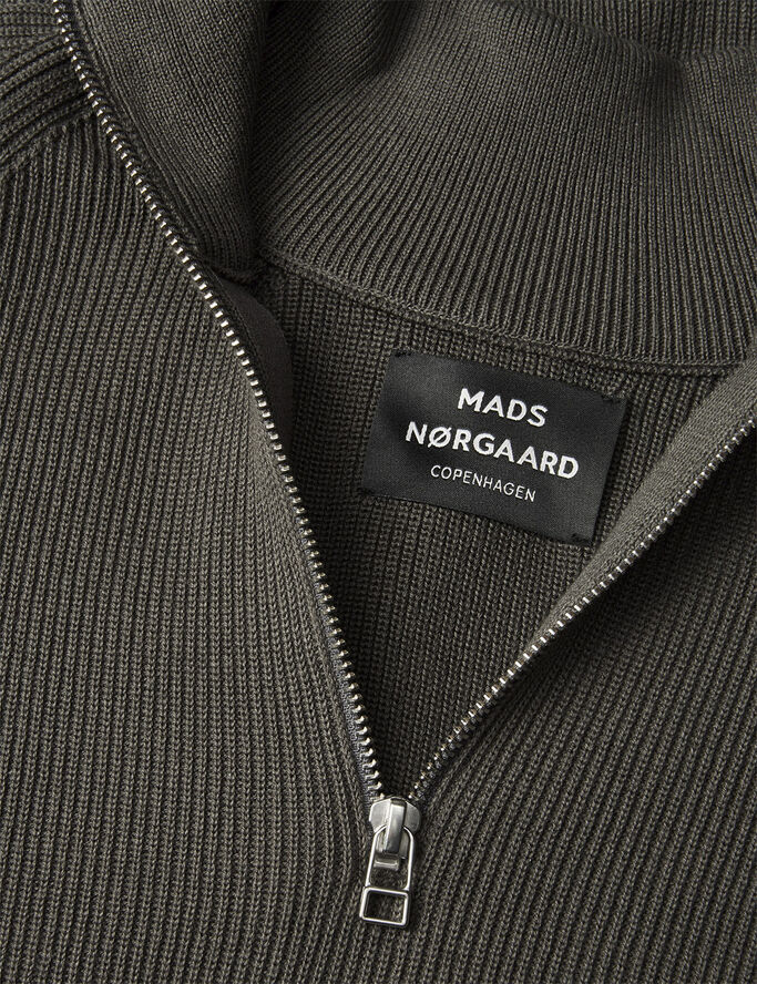 Mads Nørgaard - Copenhagen Tight Cotton Rune Half Zip Knit Grøn