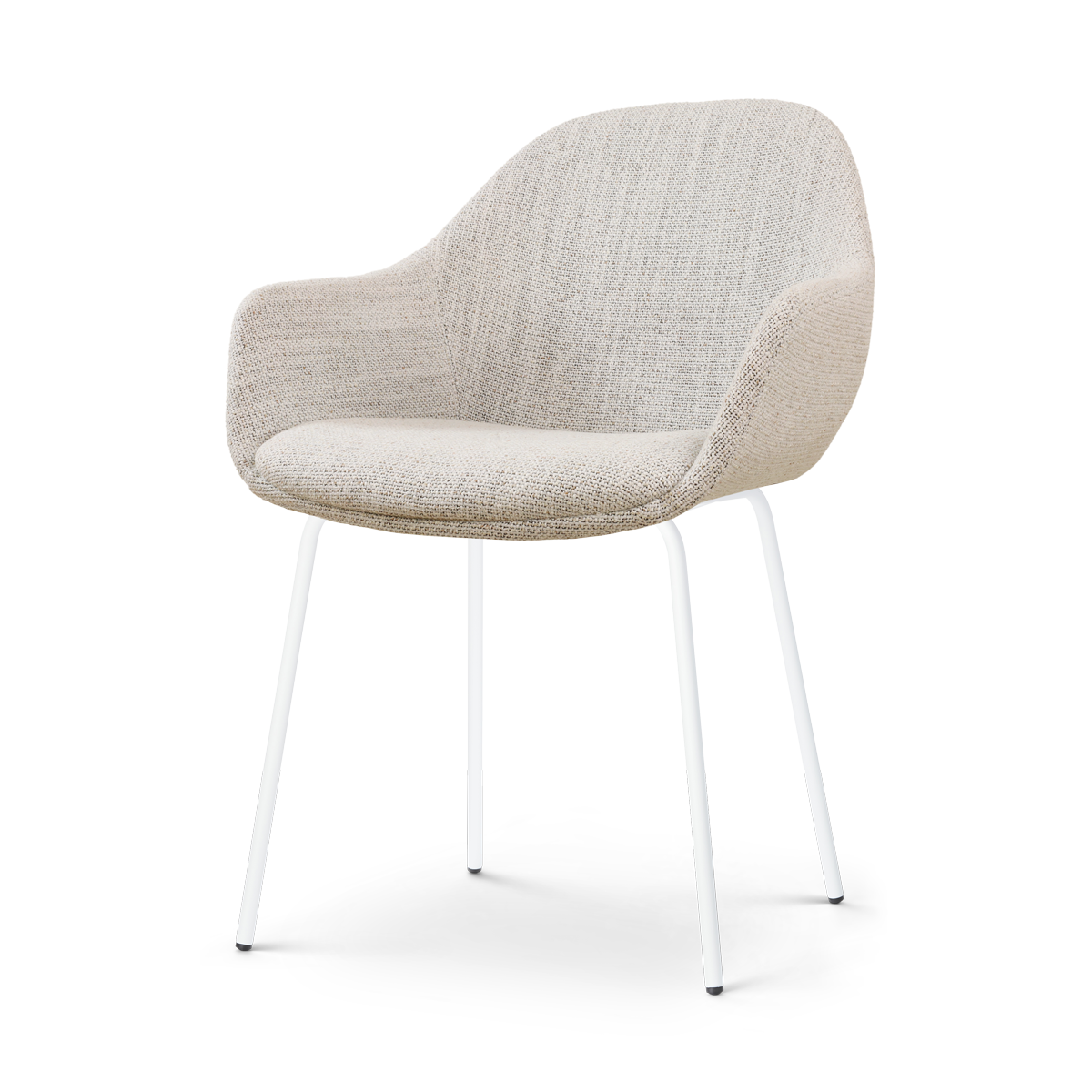 Eetkamerstoel Nora-Mae grijs beige gemêleerd - wit onderstel