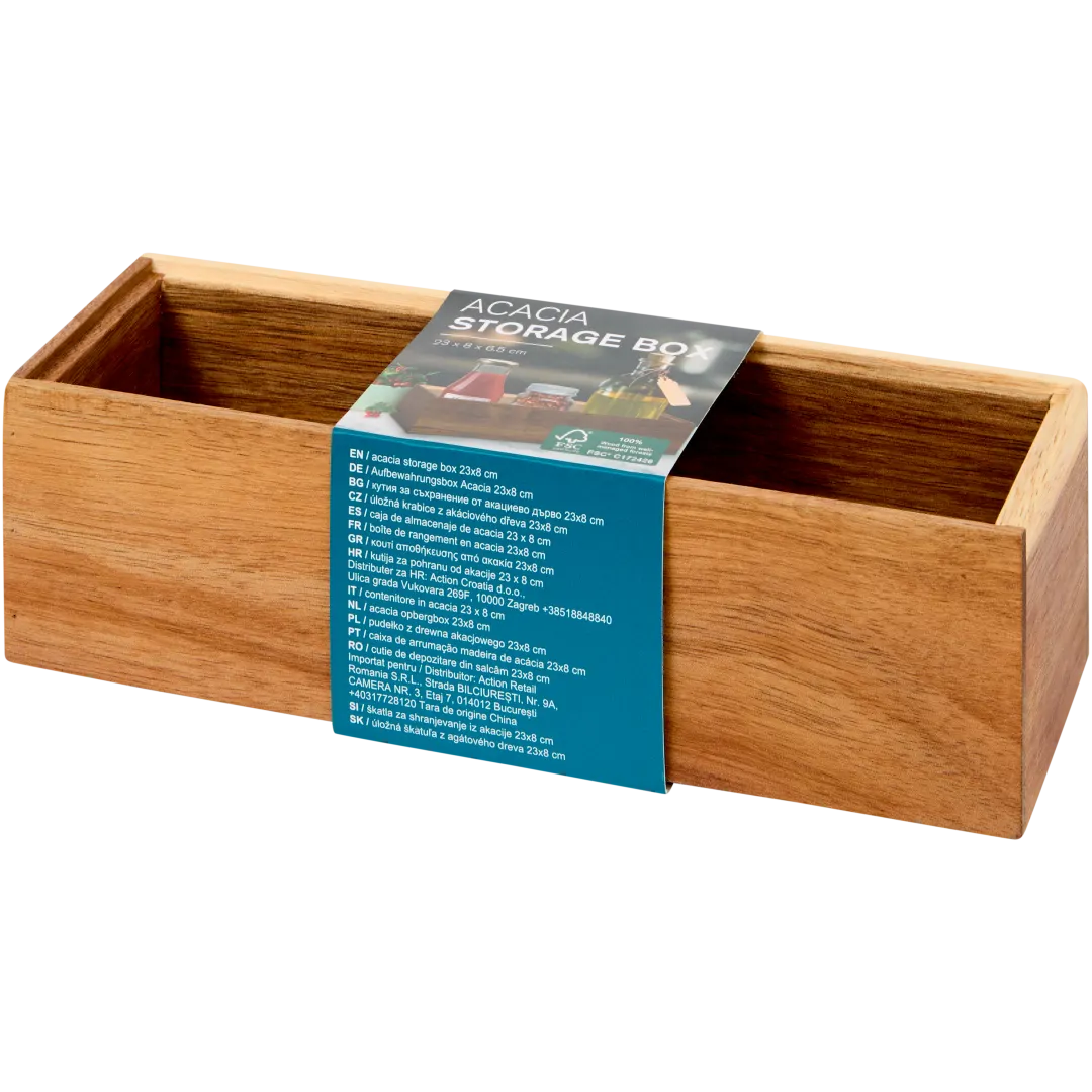 Boîte de rangement en acacia