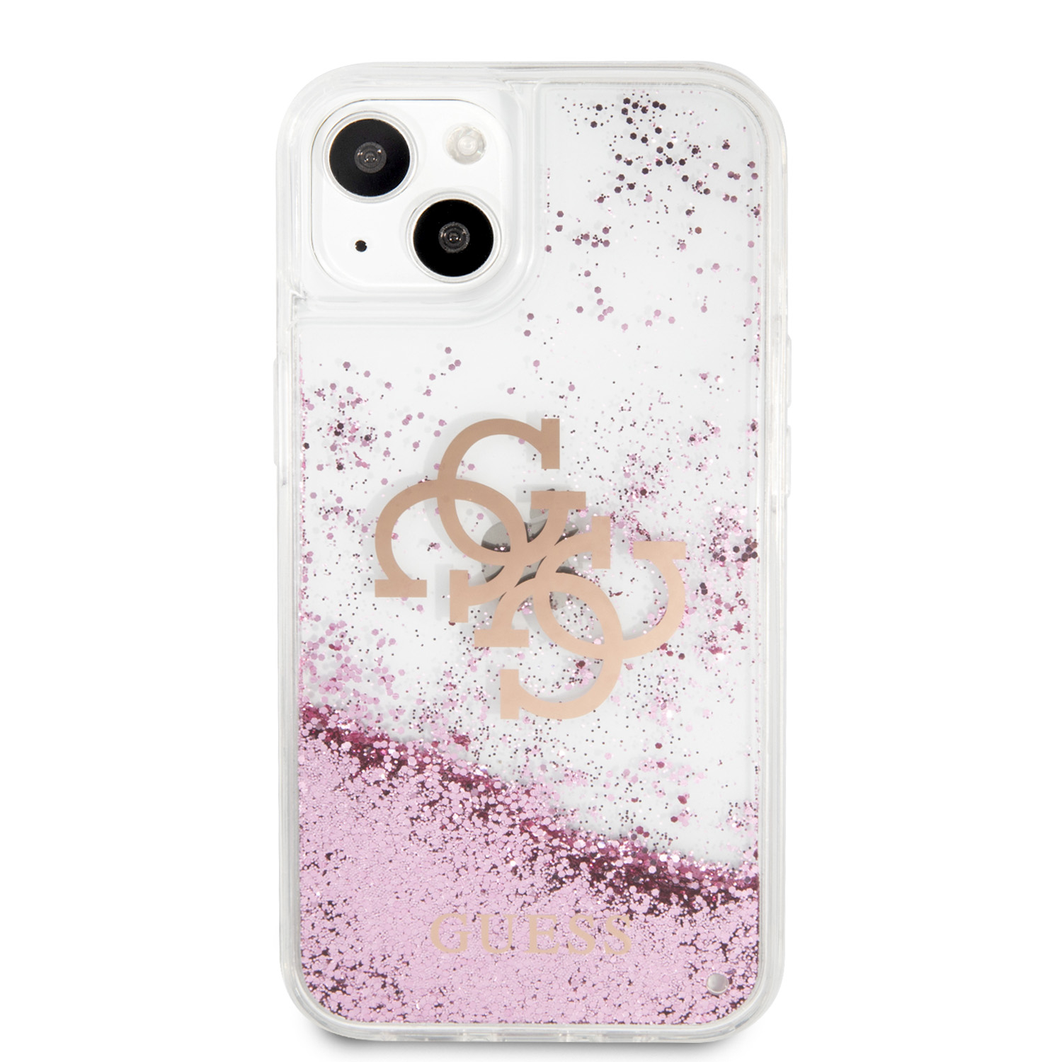 iPhone 13 Hardcase Hülle Liquid Glitter Big 4G (GUHCP13MLG4GPI) - Pink / Transparent
