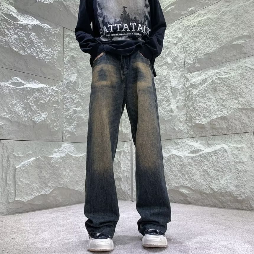 DuckleBeam - High Waist Washed Wide Leg Jeans