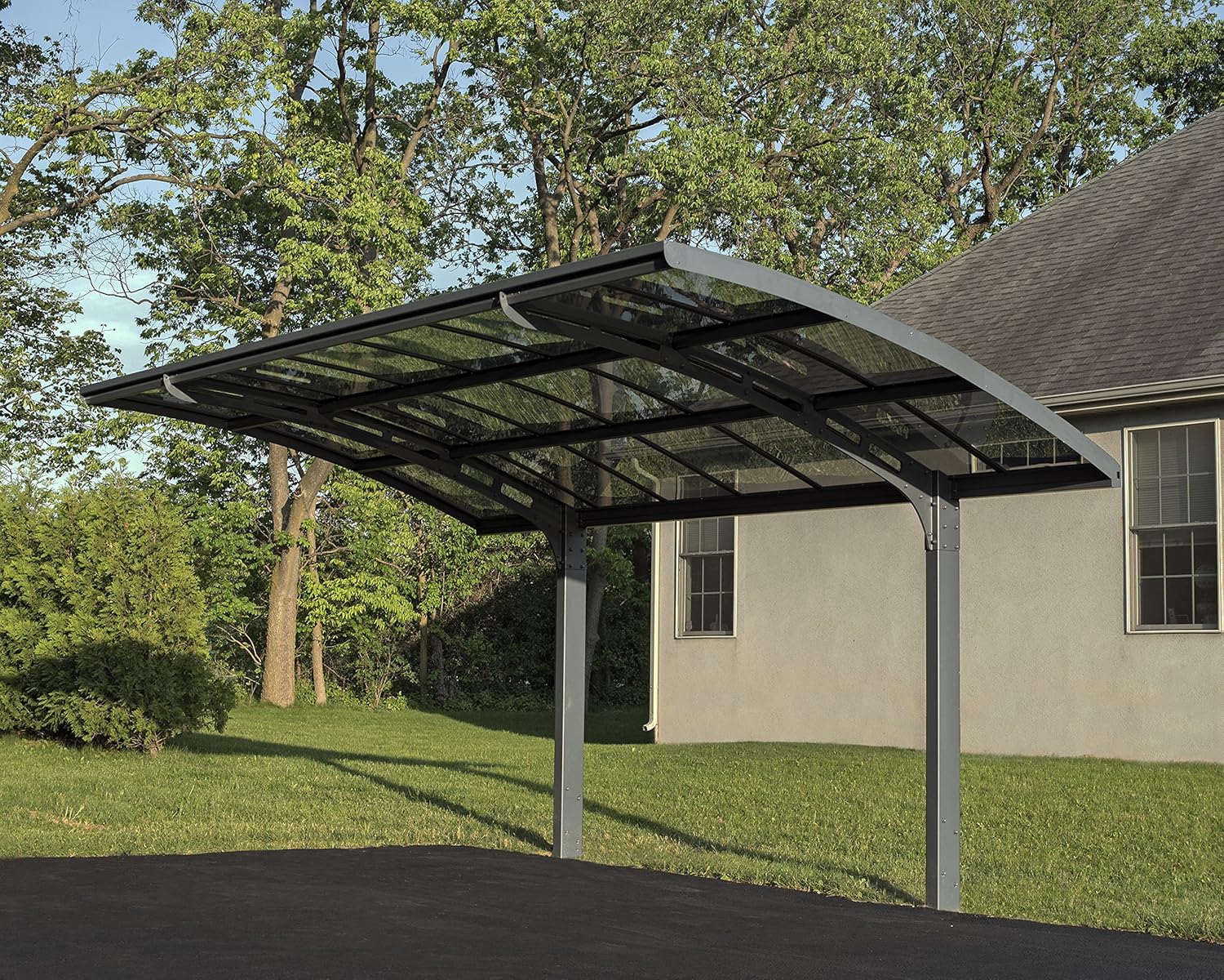 Canopia by Palram Carport Bausatz Arizona Breeze 5000 495 x 289 cm Einzelcarport Polycarbonat in Grau für PKW aus rostfreiem Aluminium