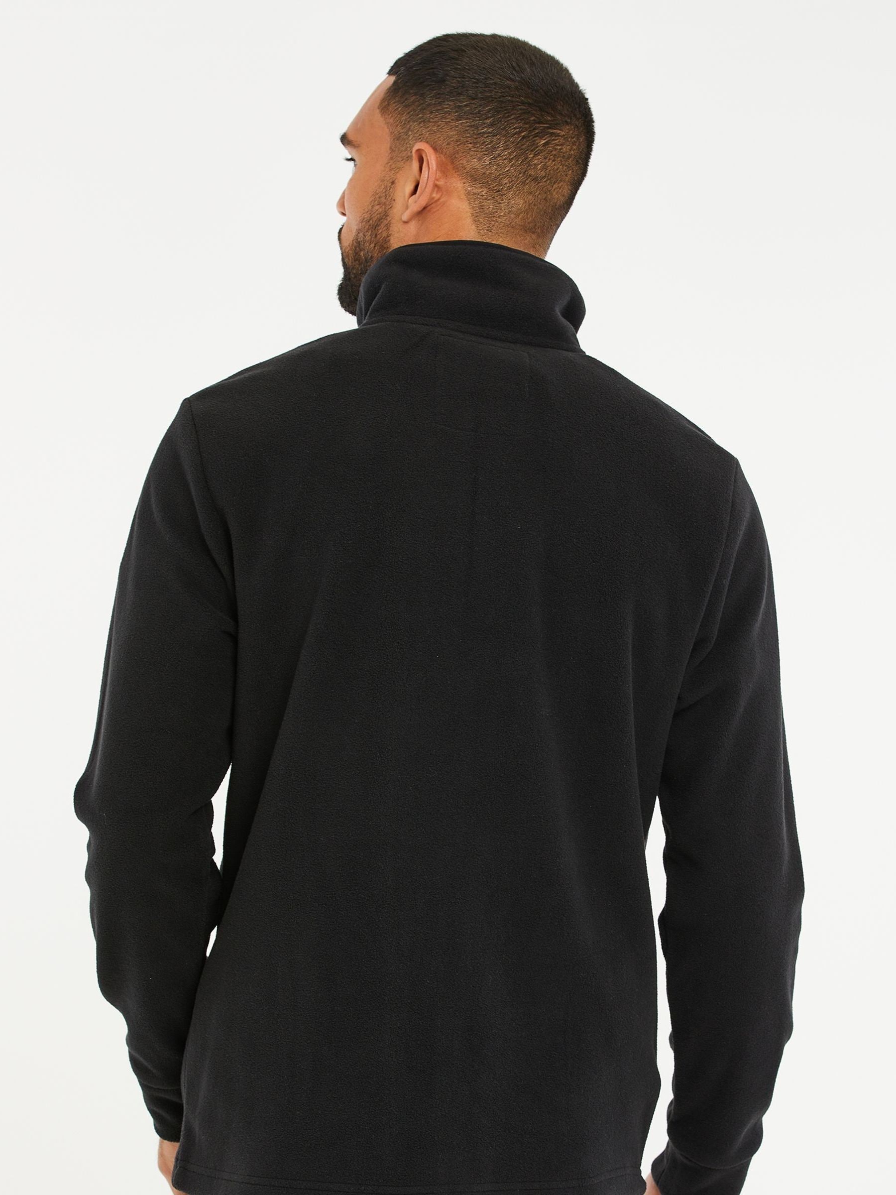 Zwart - Threadbare doorgestikt fleece sweatshirt met kwartrits