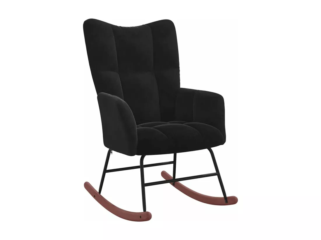 Chaise à bascule avec repose-pied Noir Velours