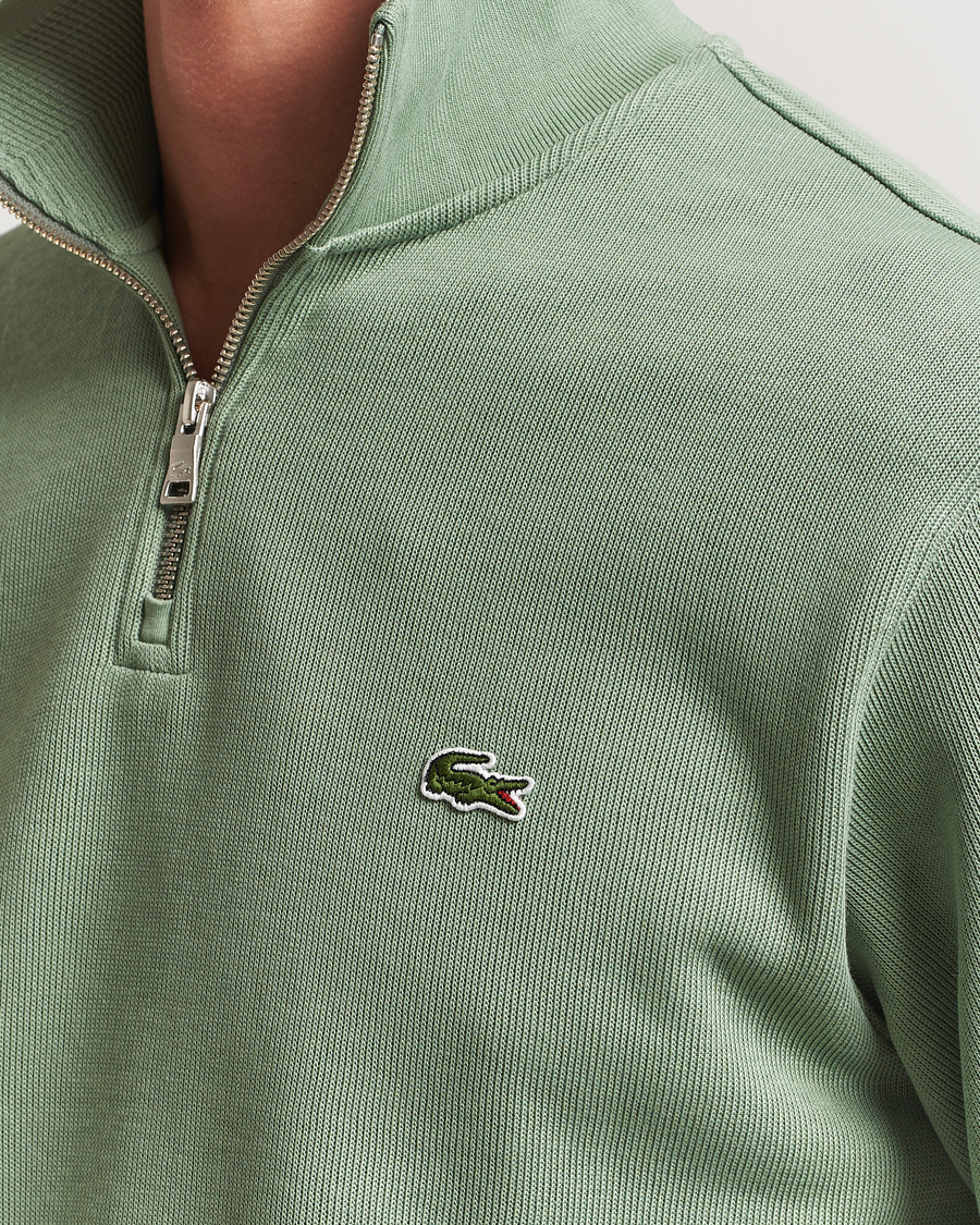 Lacoste Rib Interlock Half Zip Thyme Green