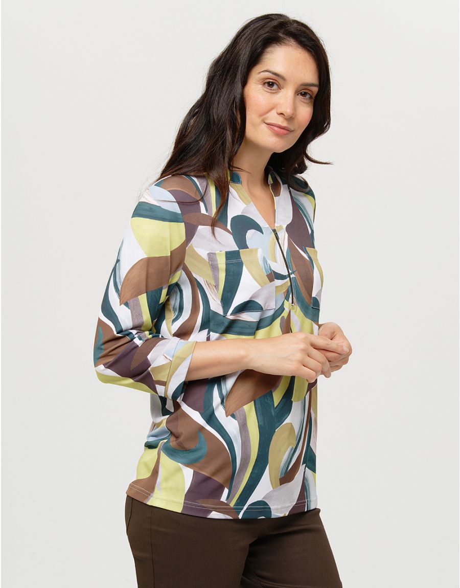 Blouse verte imprimée