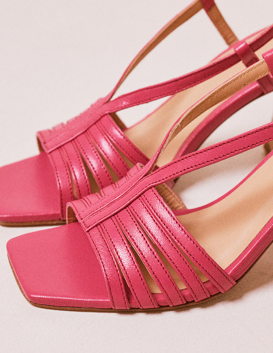 Sandales à talons Ninon M - Cuir fuchsia