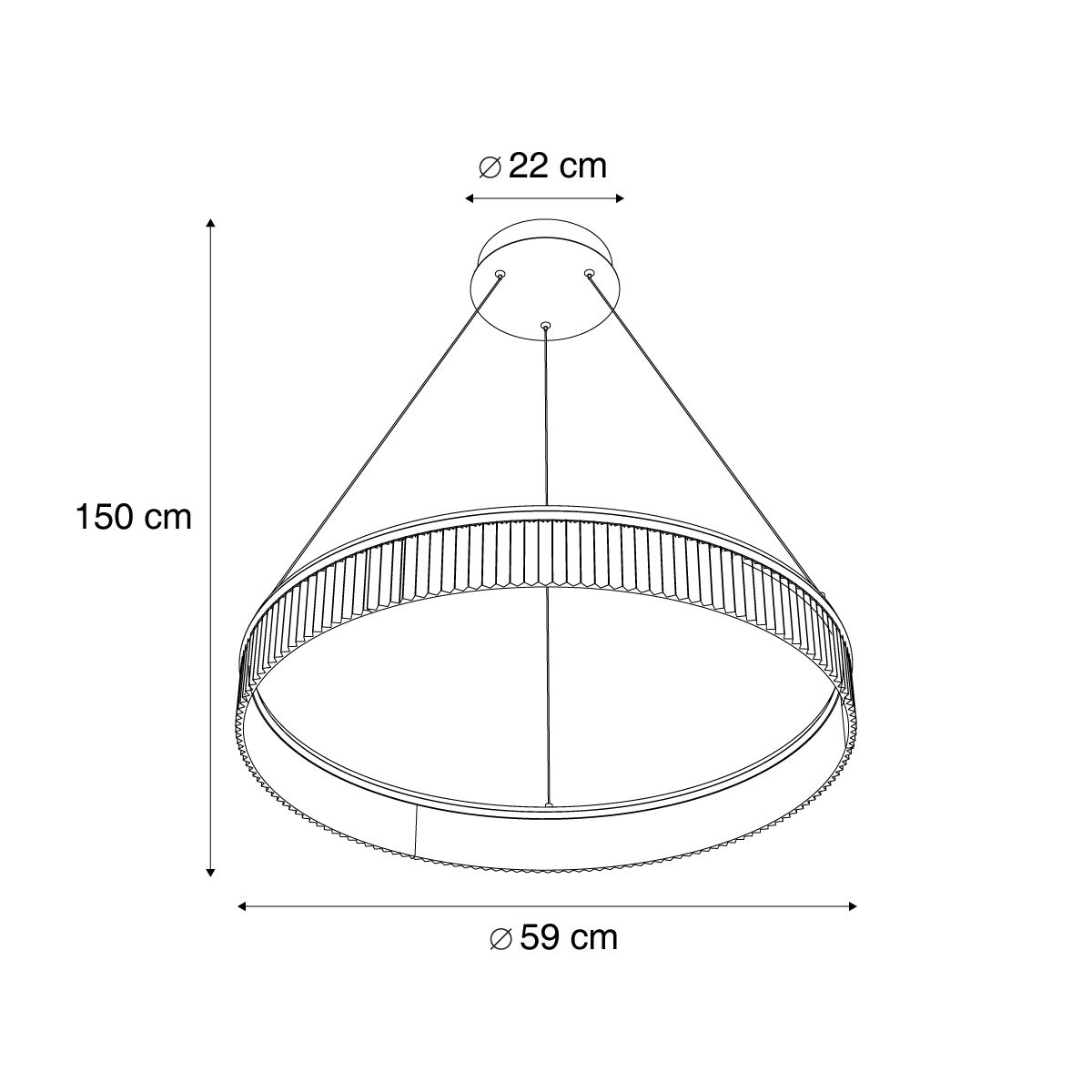 Moderne hanglamp messing 59cm incl. LED 3-staps dimbaar - Anello Chandelier