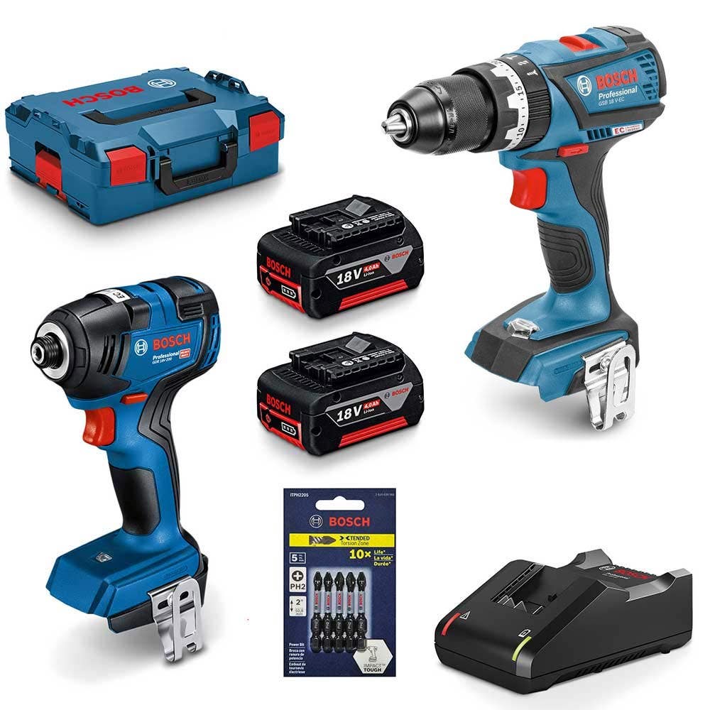 BOSCH 18V Brushless 2 Piece 2 x 4.0Ah Combo Kit 0.615.990.M5A