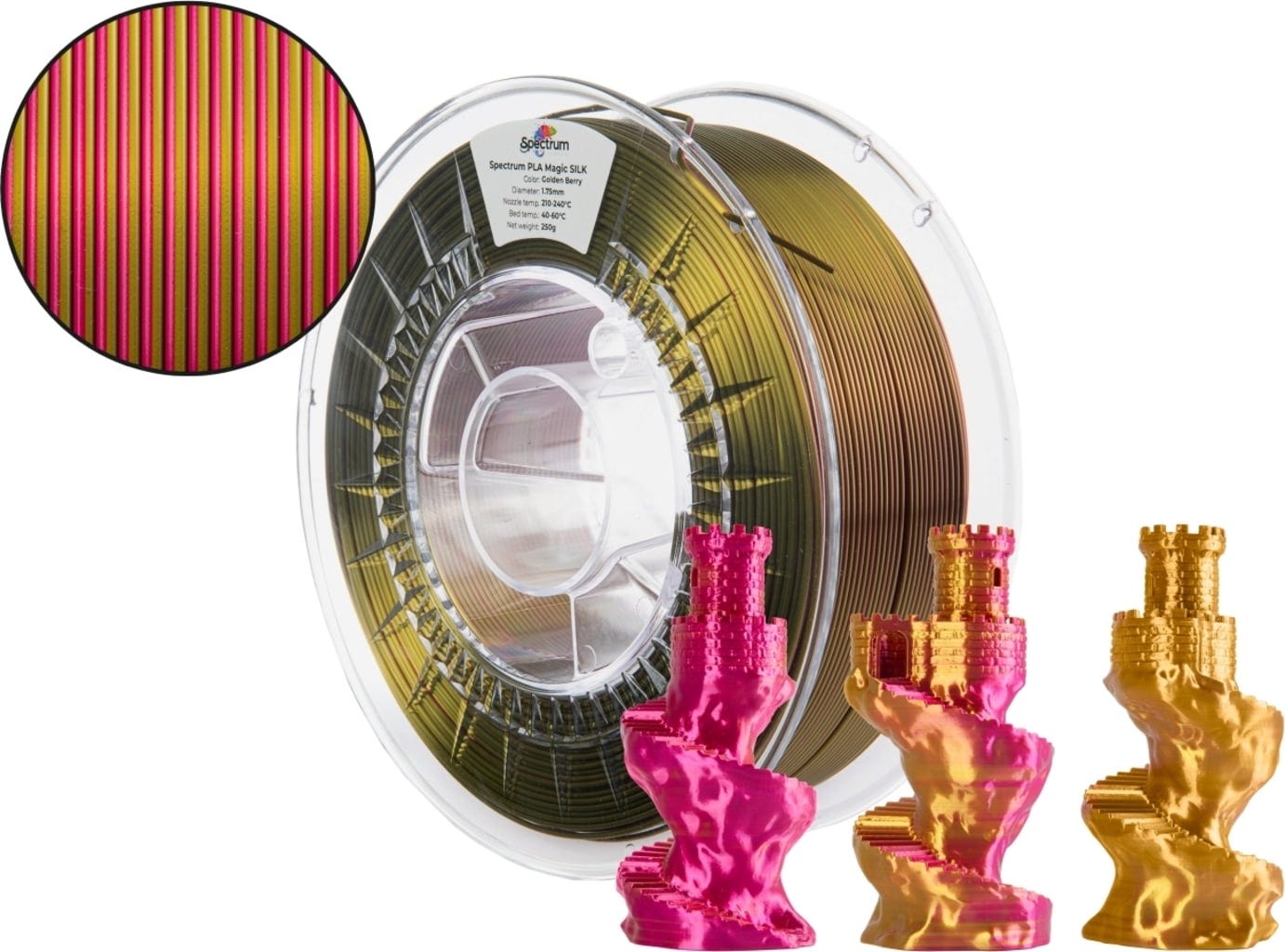 Spectrum  PLA Magic Silk Golden Berry, 1,75 mm / 1000 g    Seidiges PLA Finish in Golden Berry