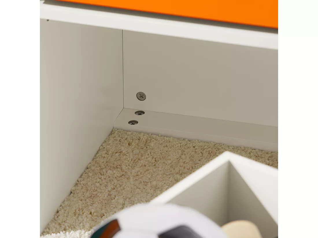 SoBuy KMB73-W Coffre à Jouets, Meuble de Rangement à Roulettes, Bac de Rangement avec 1 Tiroir pour Chambre Enfant et Salle de Jeux, Blanc Jaune