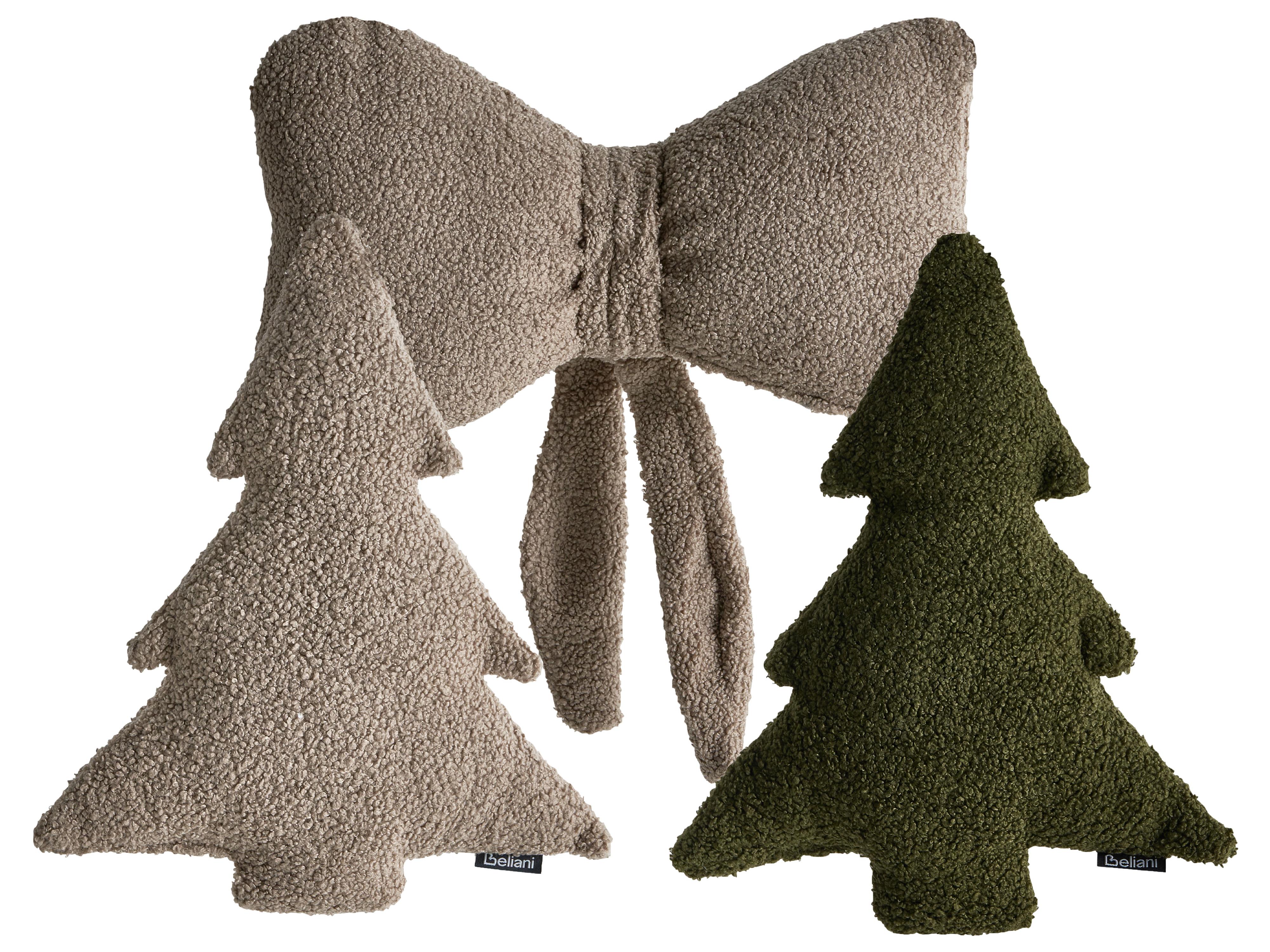 Set van 3 sierkussens WINTERLAND Bouclé 30 x 35 cm 45 x 25 cm Taupe kerstmotief