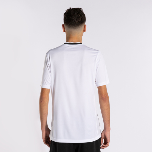 Camiseta Joma Europa V de manga curta branca e preta