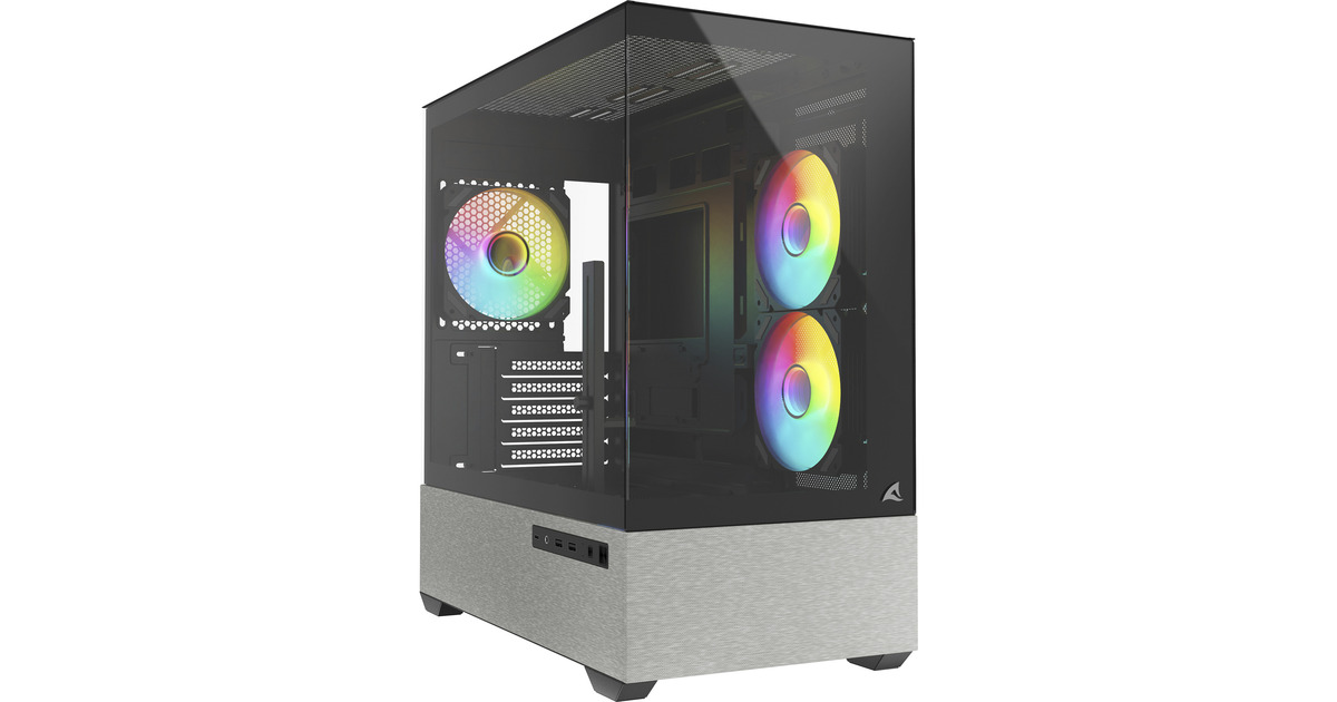 SharkoonMK7 ARGB mini tower behuizing  (Zwart | 2x USB-A | 1x USB-C | RGB | Tempered Glass)