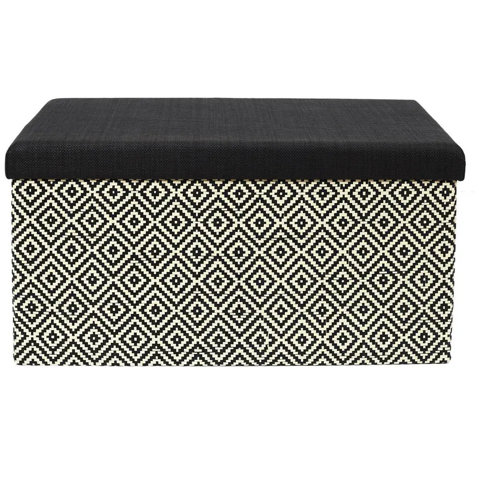 Home Deco Poefje - opbergbox - donkerbruin/zwart - 76 x 38 cm