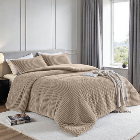 Dekbedovertrek Teddy Rib - Taupe