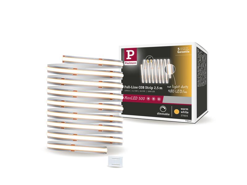 Paulmann LED-Stripe MaxLED 500 Einzelstripe COB, 2700K, 2.5 LED Streifen Full-Line COB Basisset