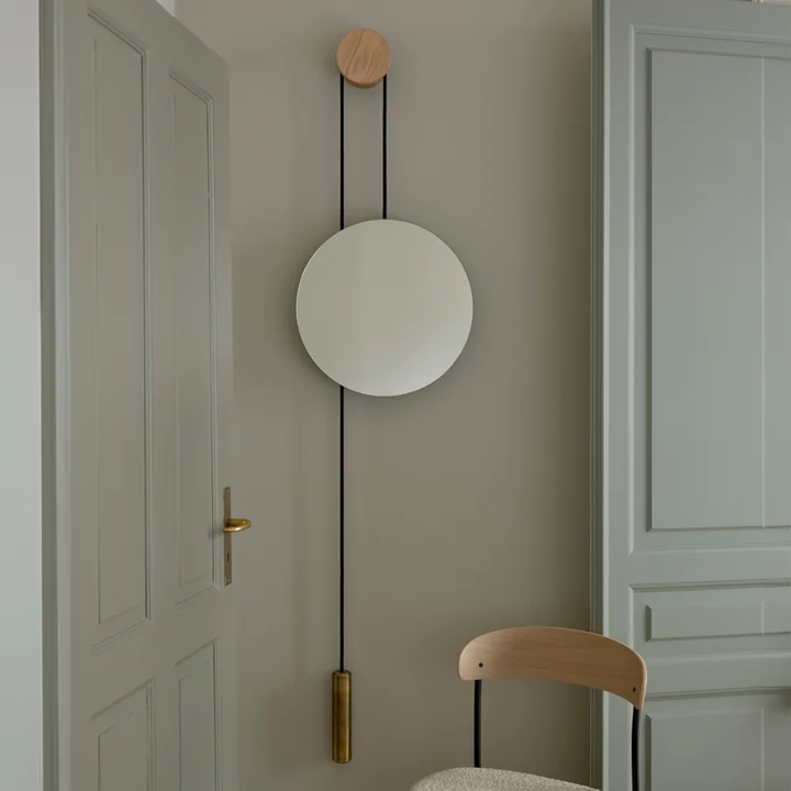 New Works - Rise & Shine Wandspiegel, burned Oak / Stahl