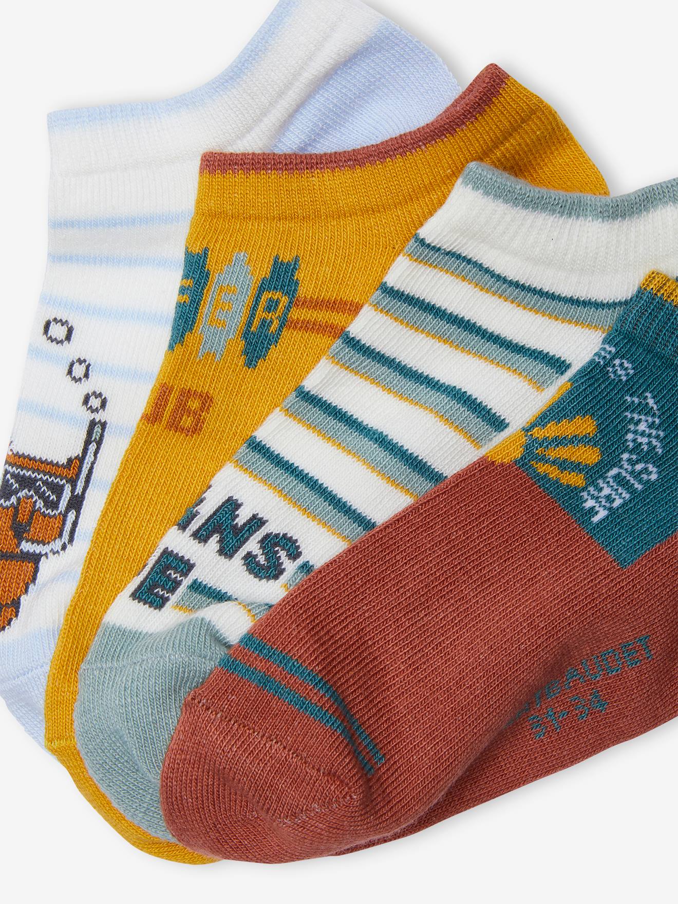 Pacote com 4 pares de meias curtas para meninos, amarelas