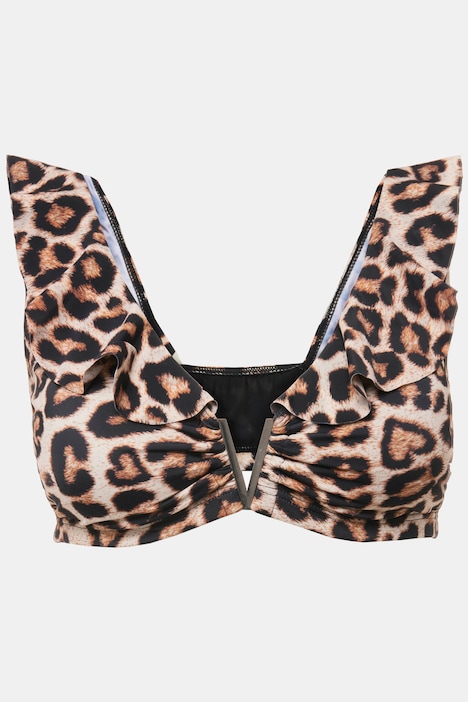 Bikini-Top, Softcups, Leo-Print, Volant