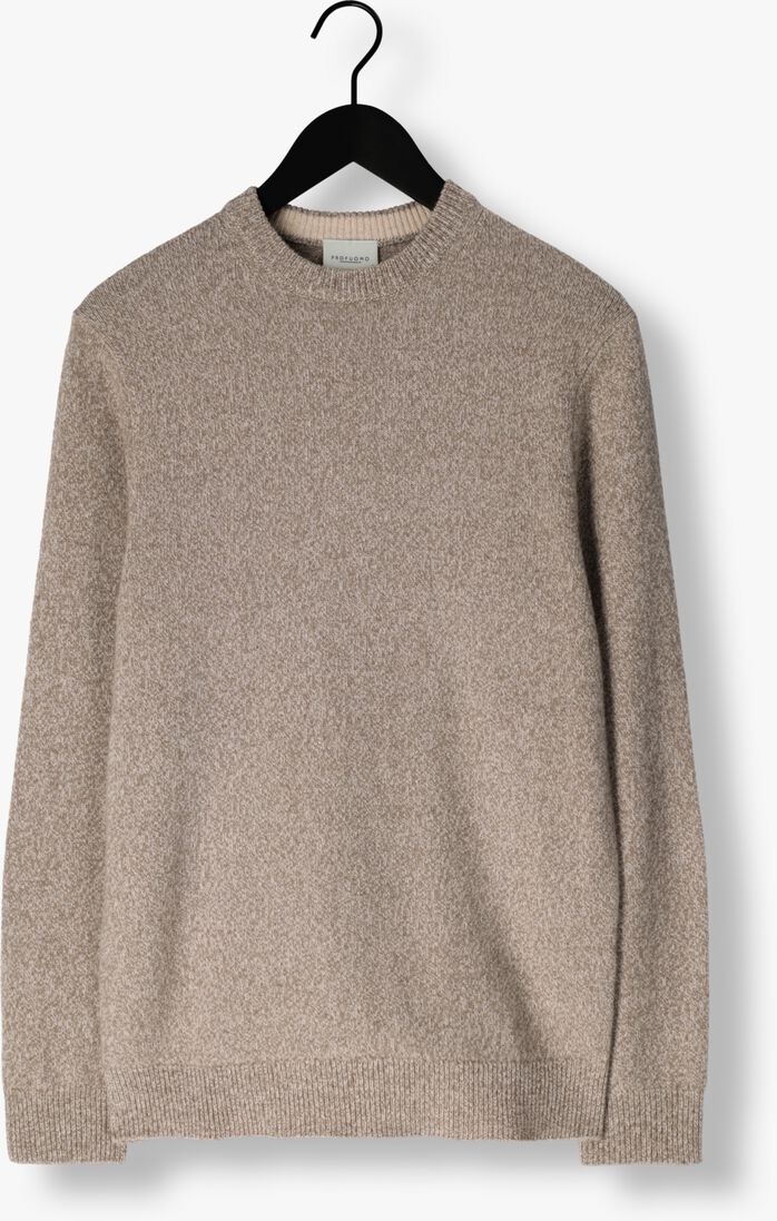 beige profuomo trui pullover crew neck woolblend