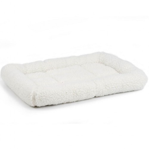 Cama macia de pele sintética para cães na cor creme.
