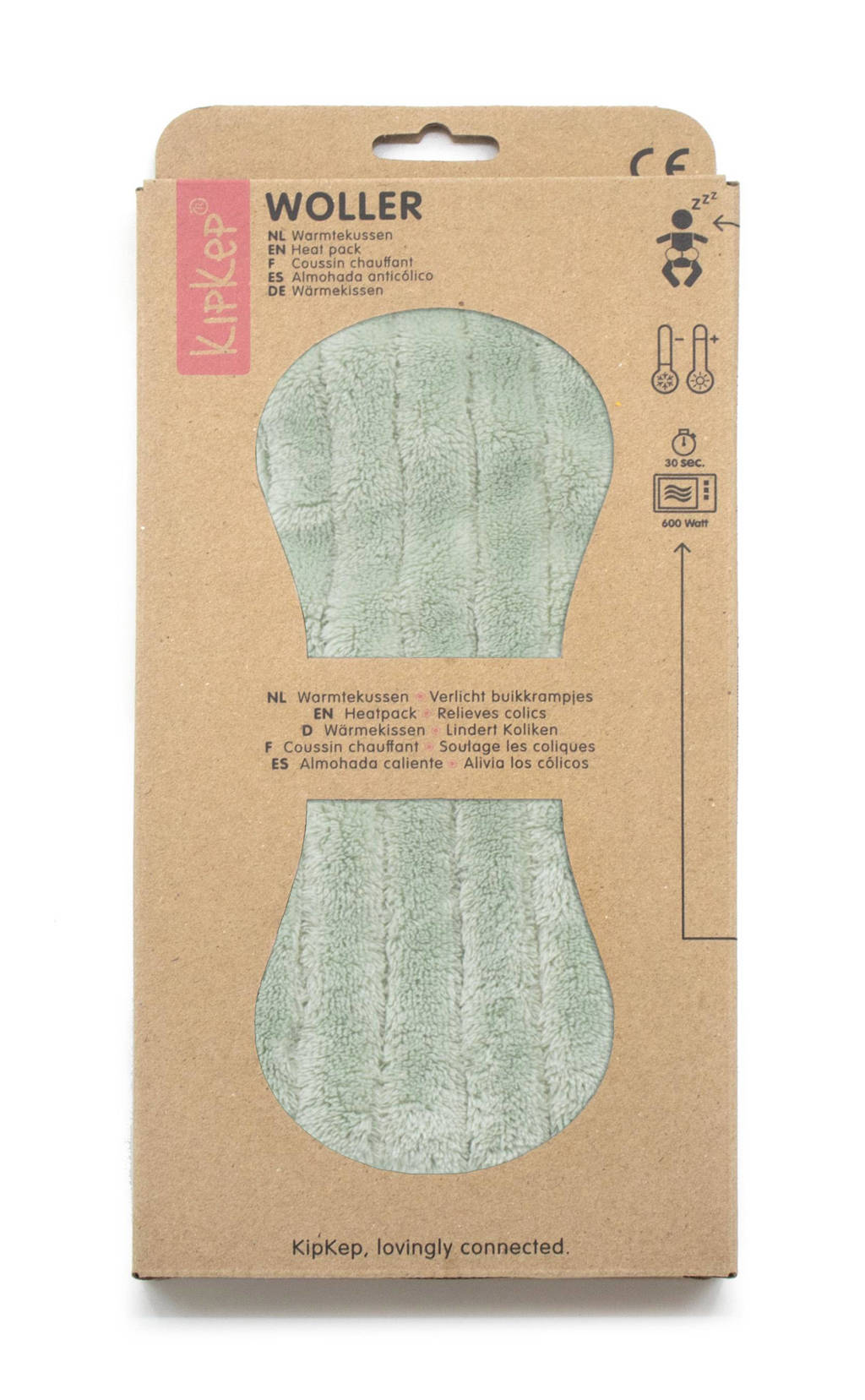 Perfect voor kleine baby buikjesWoller warmtekussen Deluxe Pale green