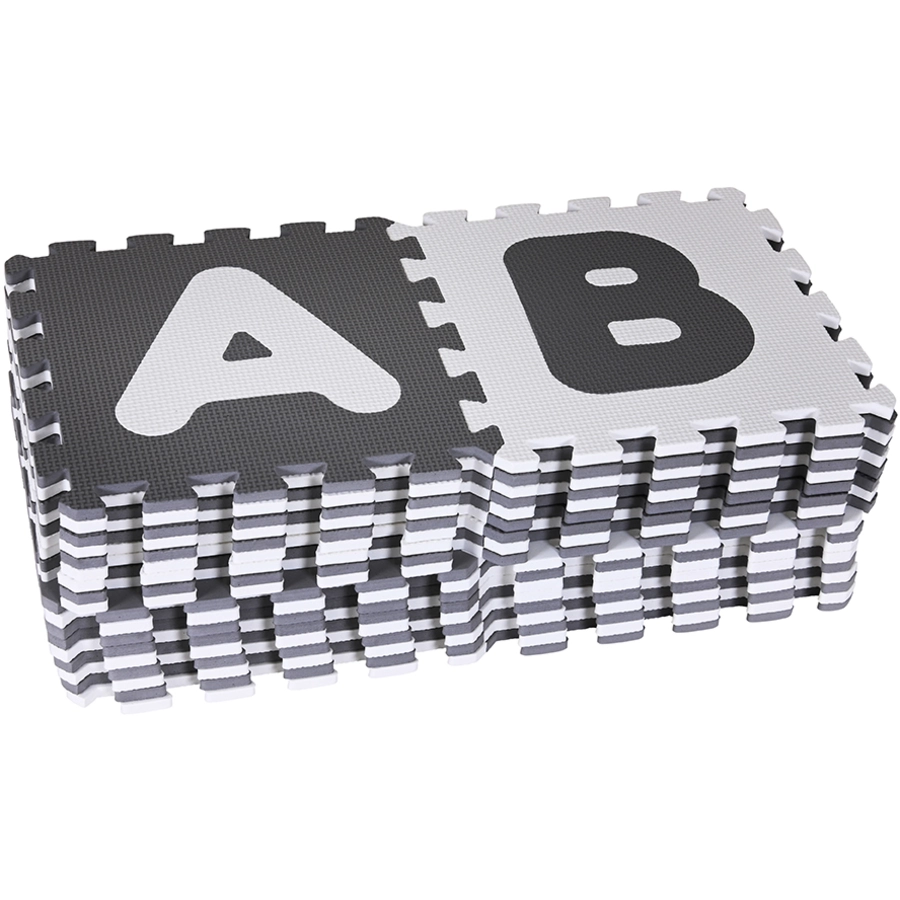 knorr toys® Puzzlematte - Alphabet + Zahlen grau-weiß