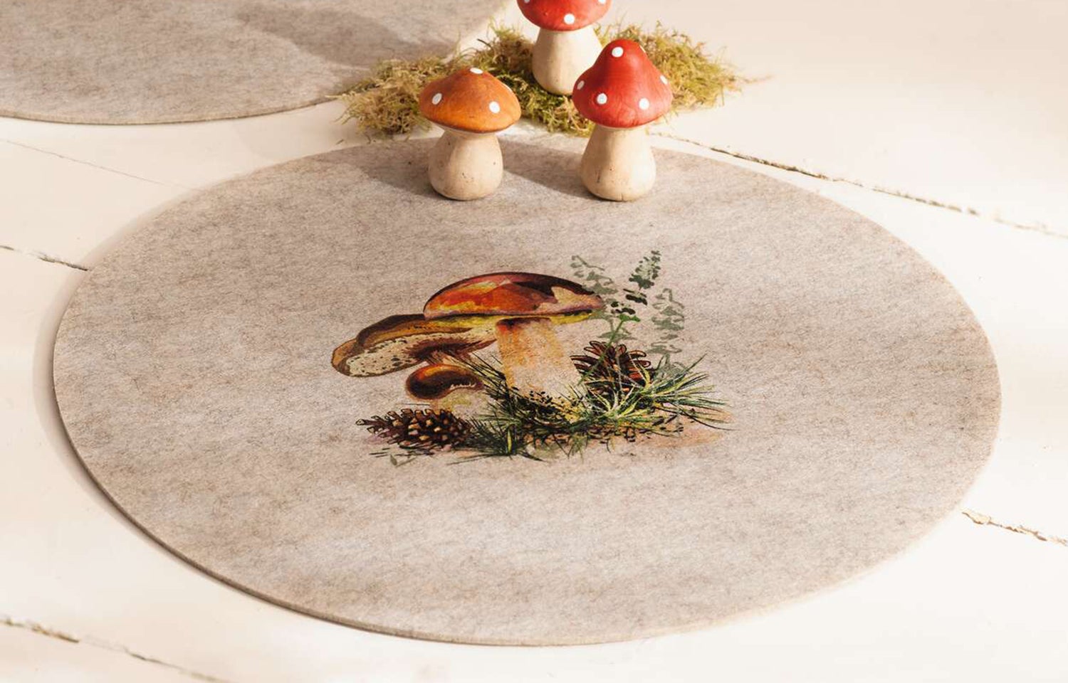 FRANK FLECHTWAREN | Placemat Bospaddestoelen, Set van 2, POLYESTER, Ø 38 cm