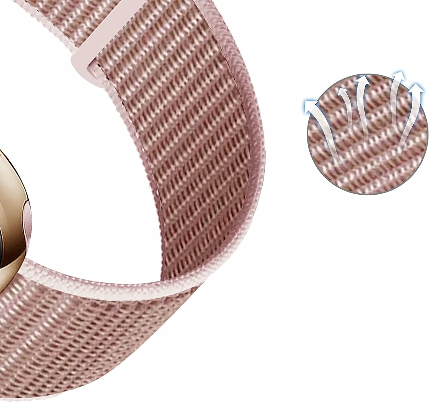 Apple Watch (49/46/45/44 mm) Nylon Ersatz Armband mit Klettverschluss (Gelenkumfang: 185-239mm) - Beige / Rosa
