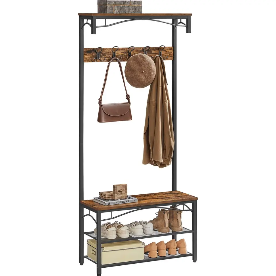 O’DADDY Kapstok met Schoenenrek – 15 Haken – 2-Laags – 80x32x178,5 cm