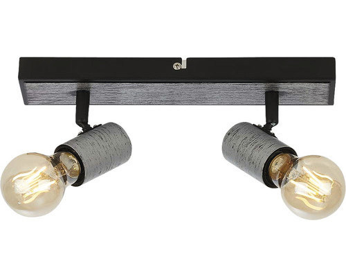 Plafondspot 2-lamps L 30 cm antiek zilver