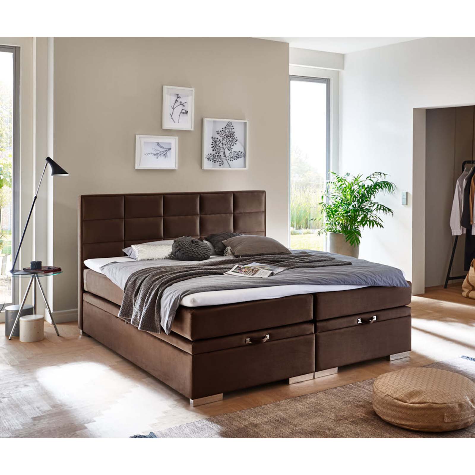 Boxspringbett - braun - H3 - 140x200 cm
