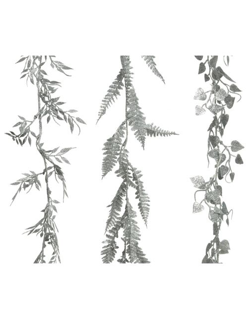 Decoris Kerstslinger Leaf - Kerstboomversiering - 2x10x180 cm Zilver