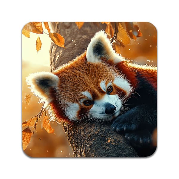 4 ST Dyr Rød Panda Coaster