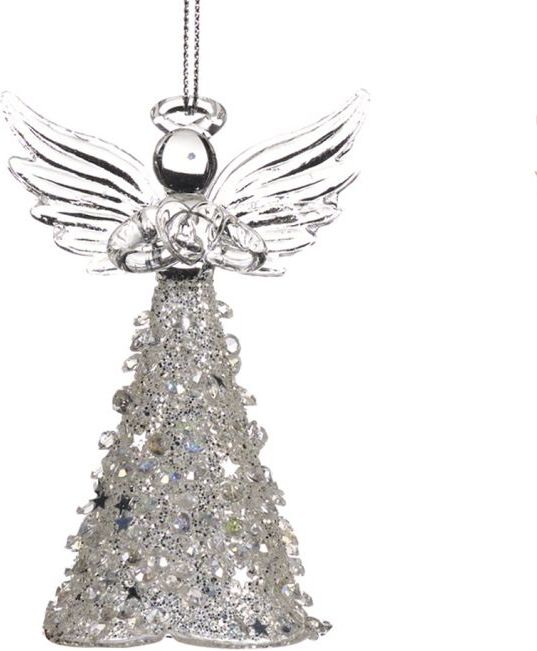 Goodwill - Kerstornament - Engel - Met Vlam - Glas - Zilveren Glitters