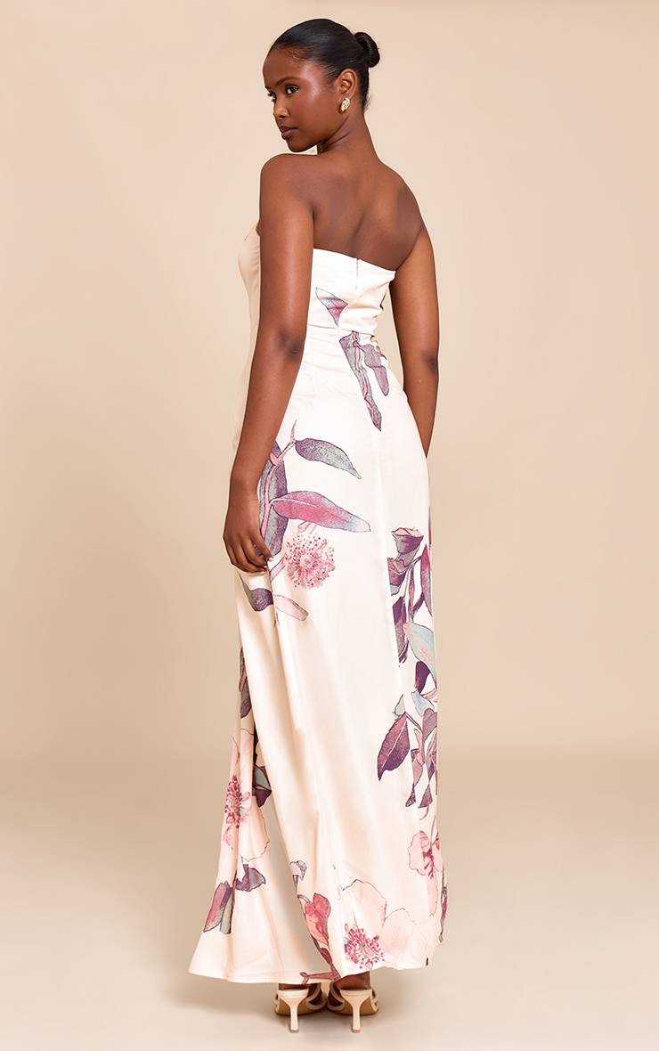 Gris Pierre Robe Longue Drapée À Détail Corset Bandeau